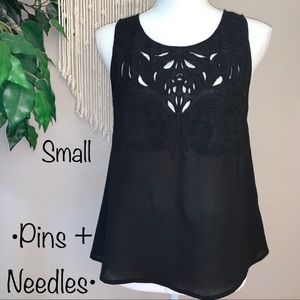 Pins and Needles Black Sleeveless Top, Size Small
